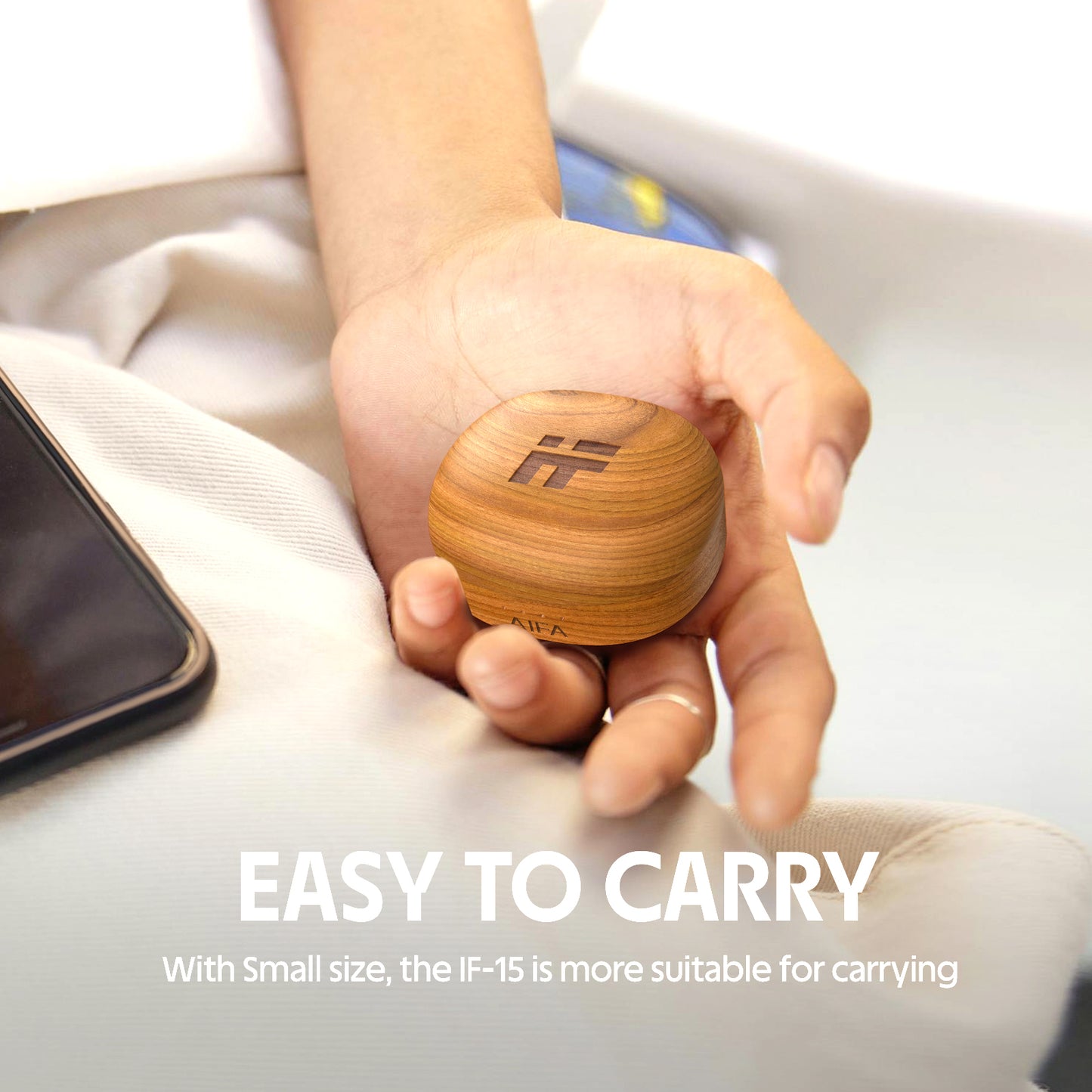 AIFA Wooden Wireless Earbuds, BT 5.3 Headphones Bass Stereo, 35 Hrs Playtime Ear Buds with Noise Cancelling Mic for Calls, Made of Environmentally Friendly Materials (Cherrywood)