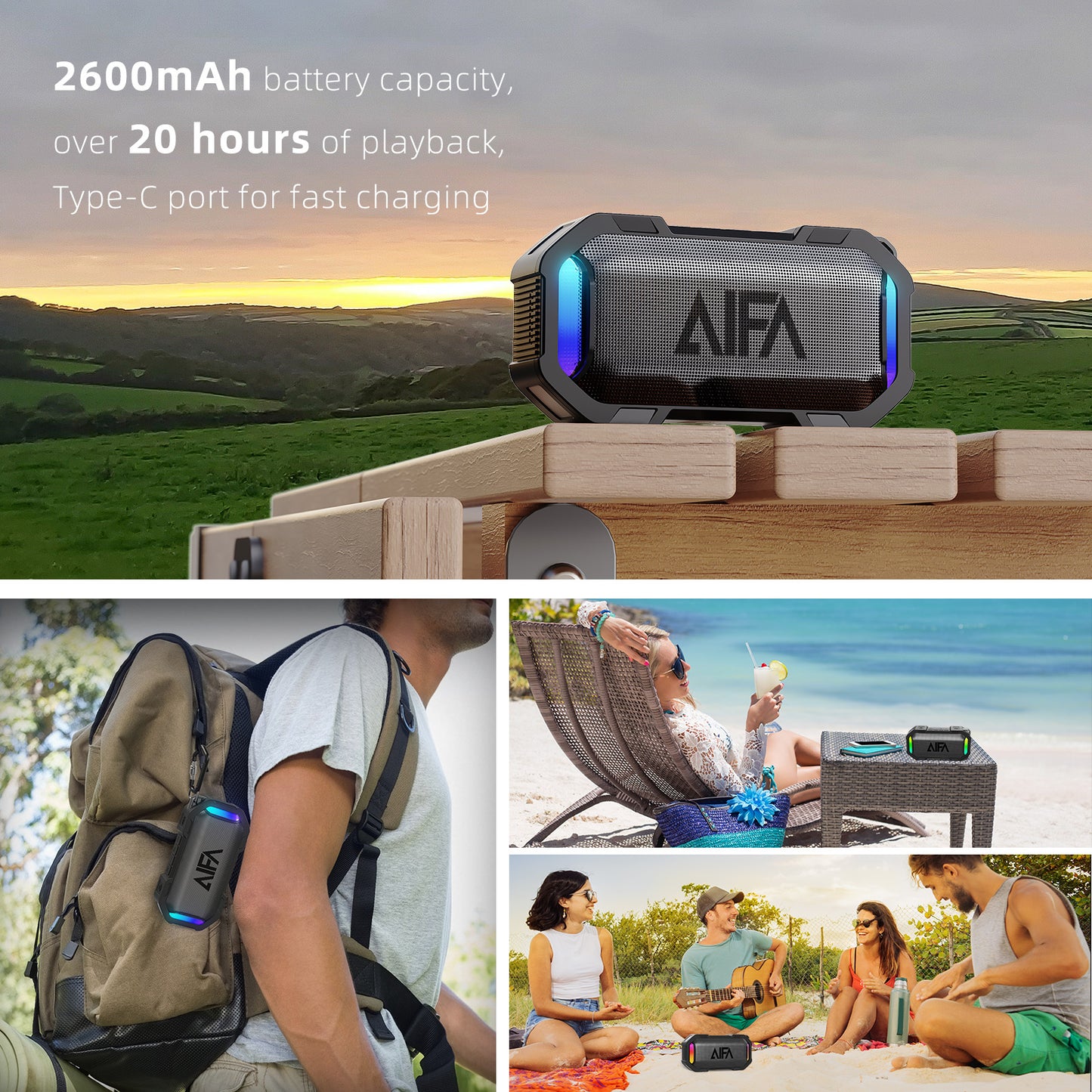 AIFA IPX7 Waterproof Portable Speaker - Perfect For Golf Yacht Outdoor Adventures