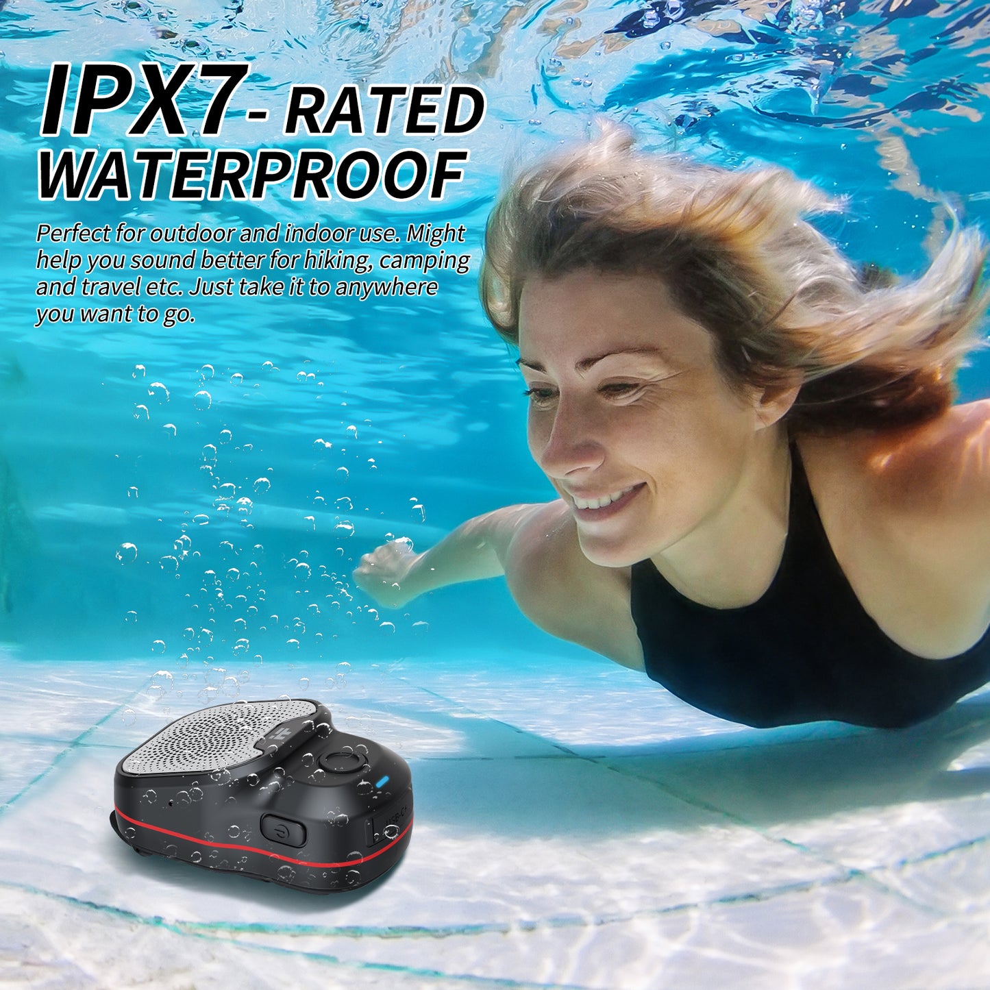 AIFA Wearable Bluetooth Portable Speaker, Clip On Wireless Bluetooth Speaker, IPX7 Water-Resistant Portable Speaker, Built-in Mic for Hands-Free Music and Calls