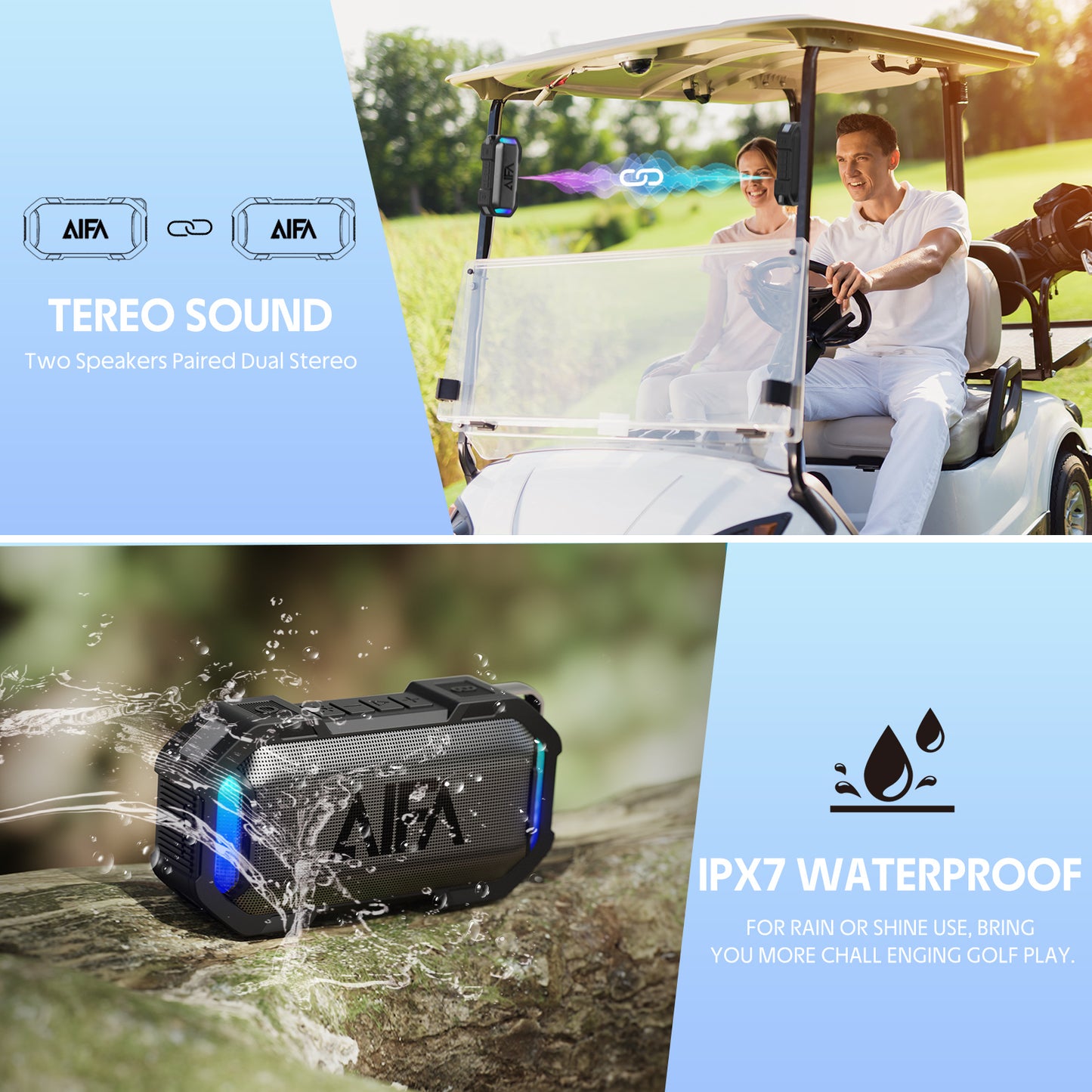 AIFA IPX7 Waterproof Portable Speaker - Perfect For Golf Yacht Outdoor Adventures