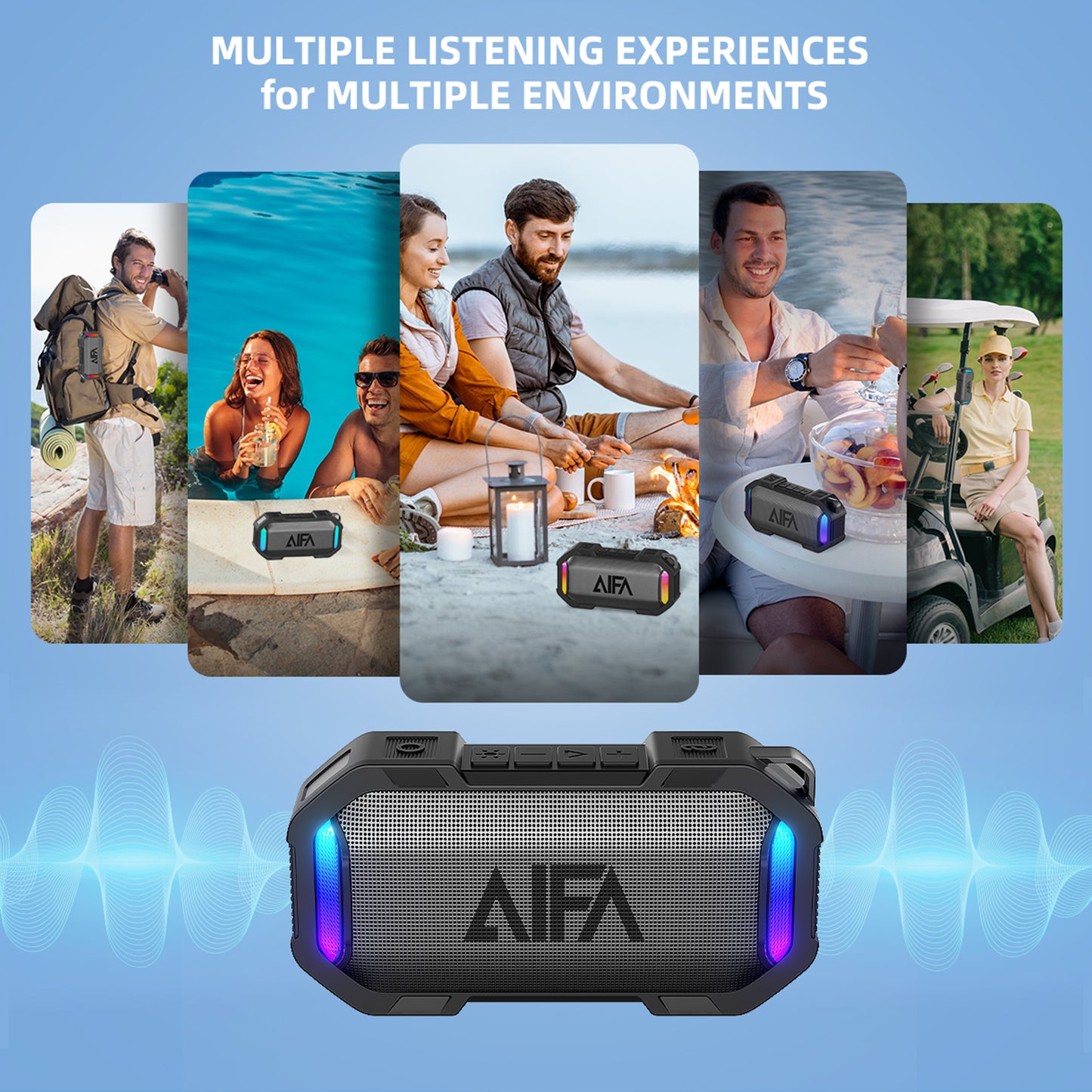 AIFA IPX7 Waterproof Portable Speaker - Perfect For Golf Yacht Outdoor Adventures