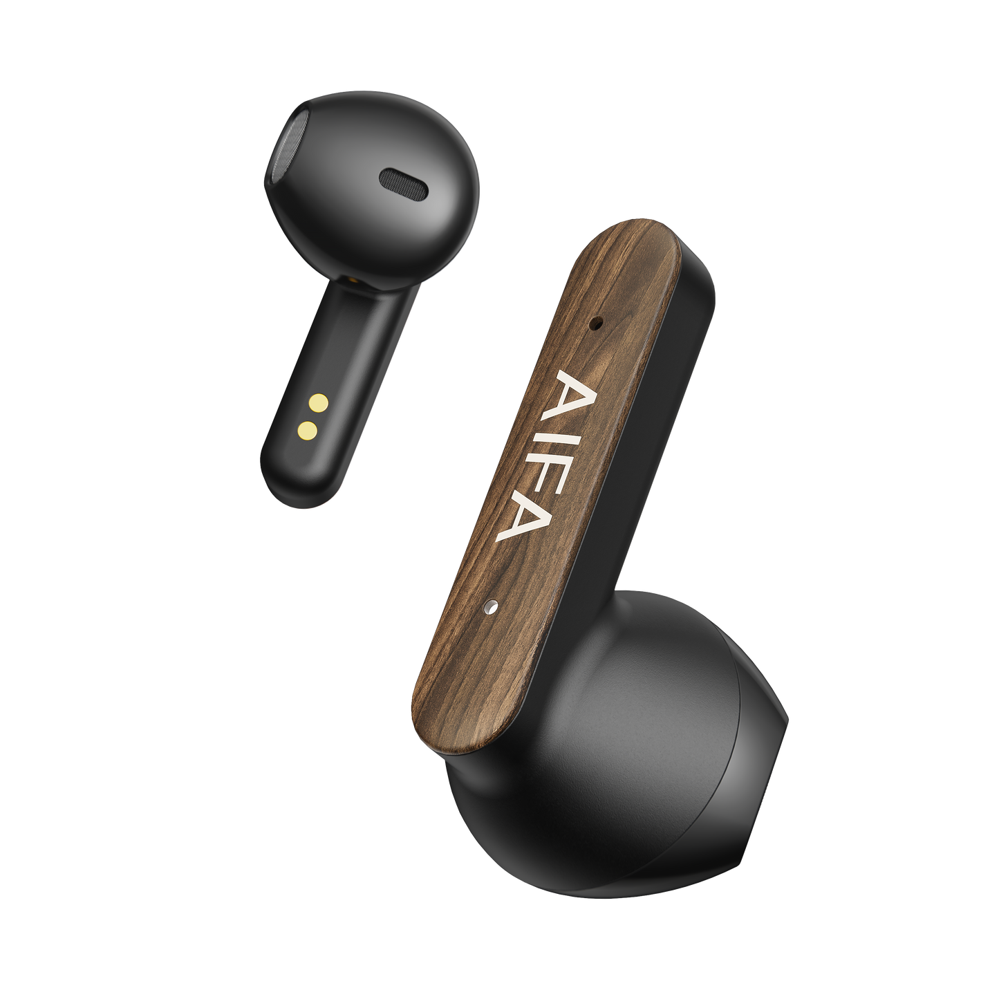 AIFA Wooden Wireless Earbuds, BT 5.3 Headphones Bass Stereo, 35 Hrs Playtime Ear Buds with Noise Cancelling Mic for Calls, Made of Environmentally Friendly Materials (WalnutWood)