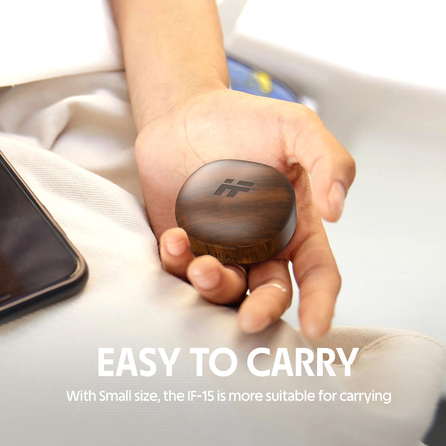 AIFA Wooden Wireless Earbuds, BT 5.3 Headphones Bass Stereo, 35 Hrs Playtime Ear Buds with Noise Cancelling Mic for Calls, Made of Environmentally Friendly Materials (WalnutWood)